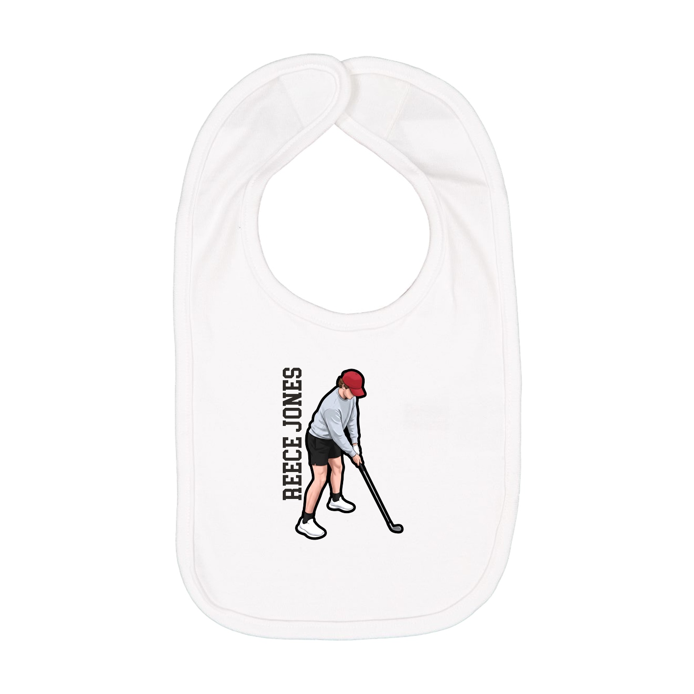 Infant Bib — Name Vertical in White