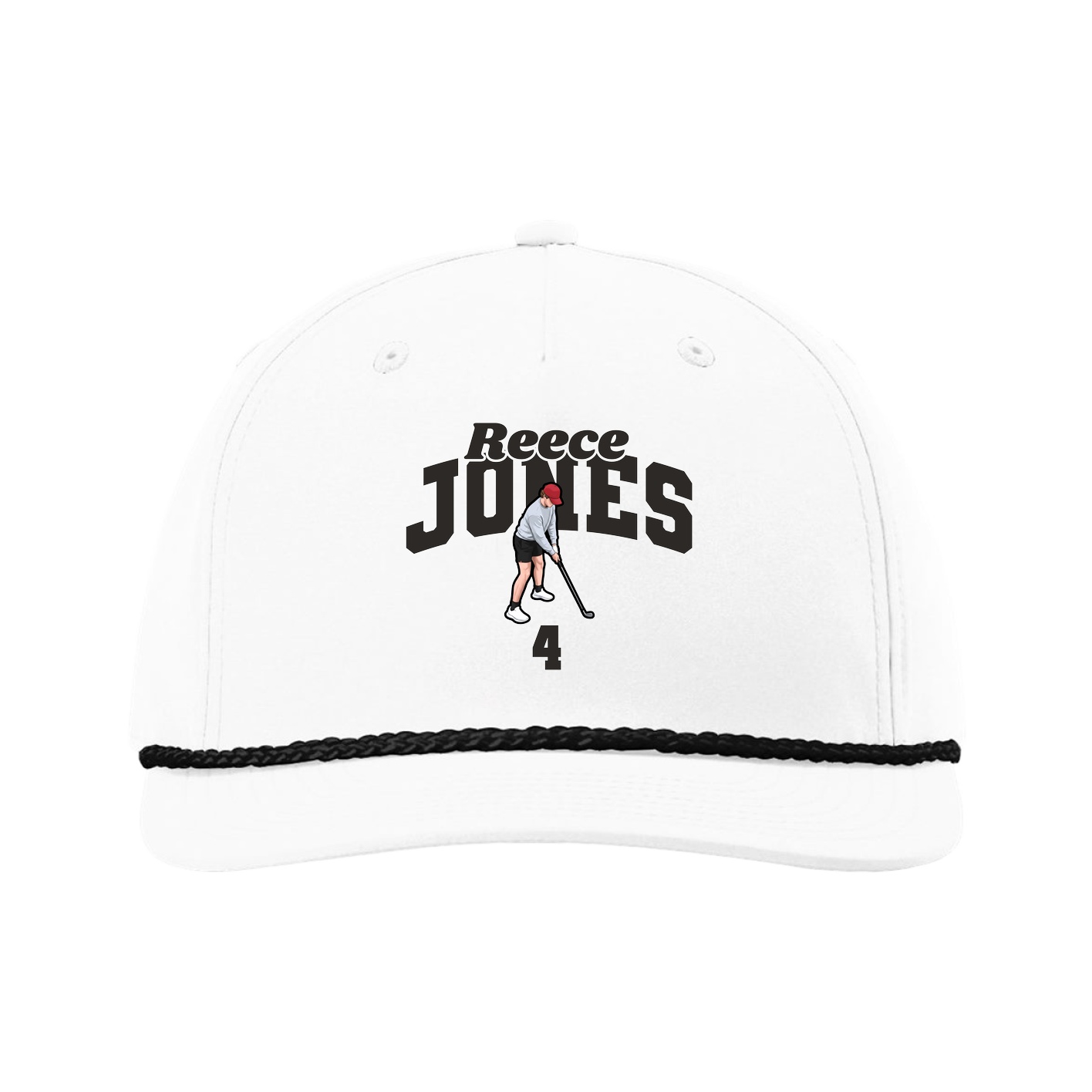 Five-Panel Classic Rope Cap — Signature Arch in White