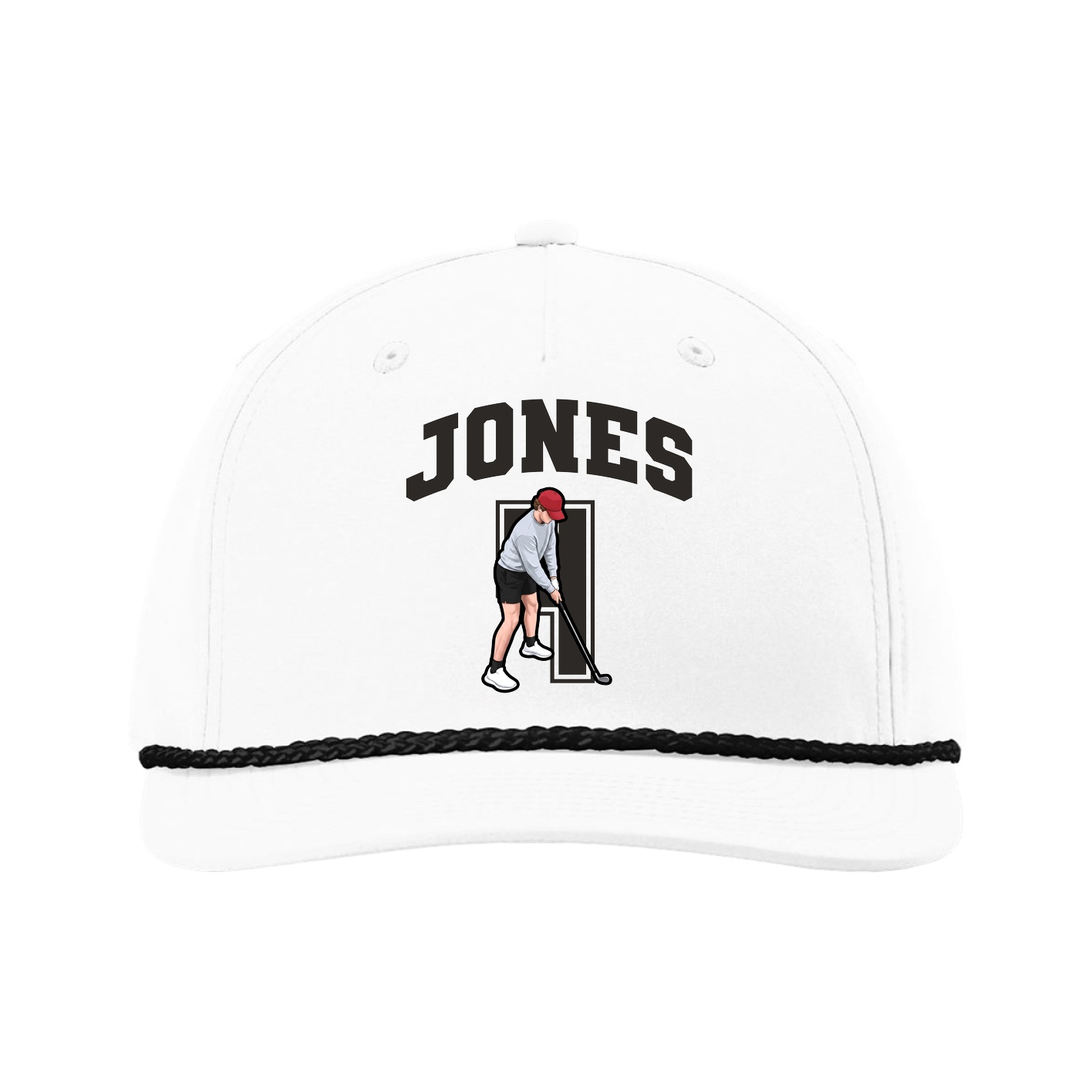 Five-Panel Classic Rope Cap — Number in White