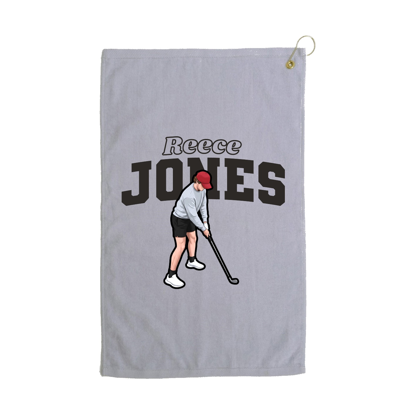 Golf Towel — Name Arch in Grey