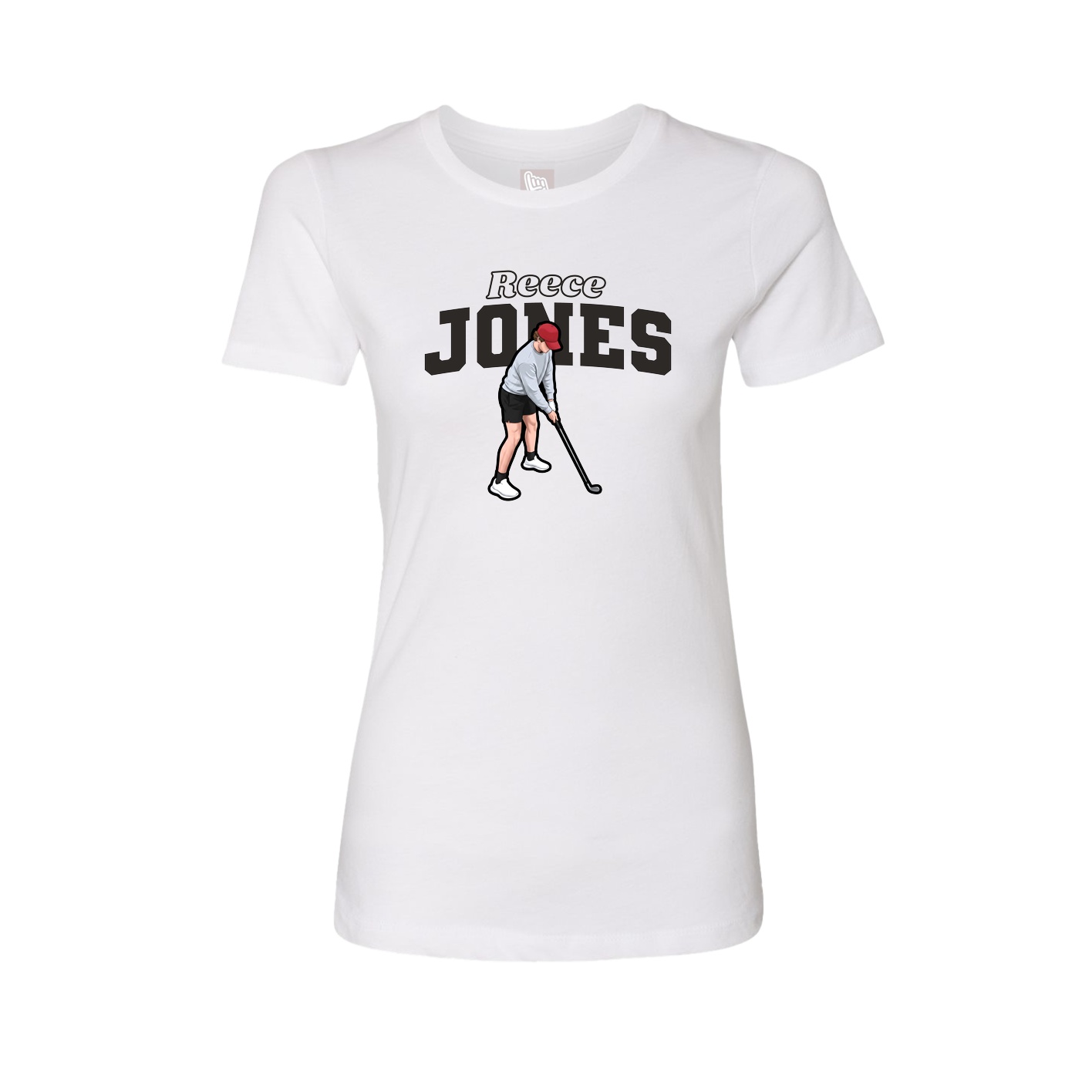 Fitted Women's Tee — Name Arch in White