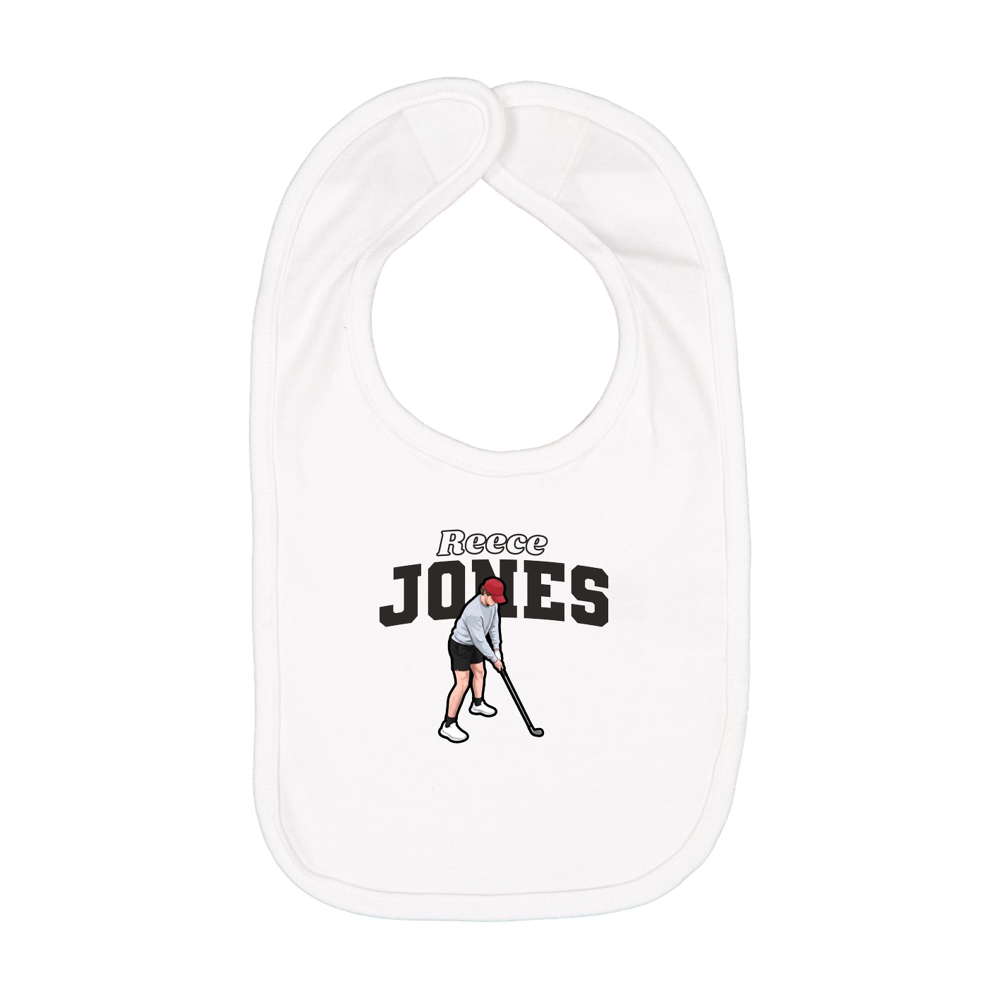 Infant Bib — Name Arch in White