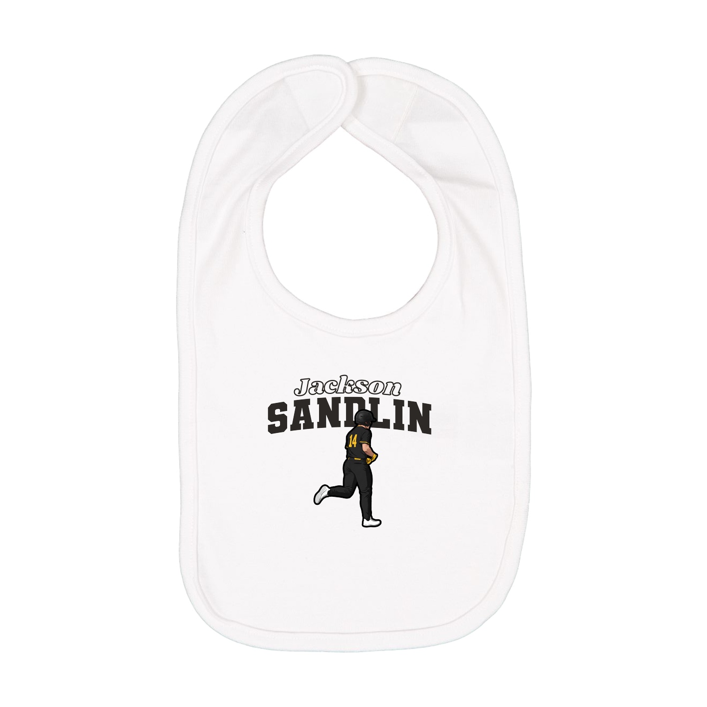 Infant Bib — Name Arch in White