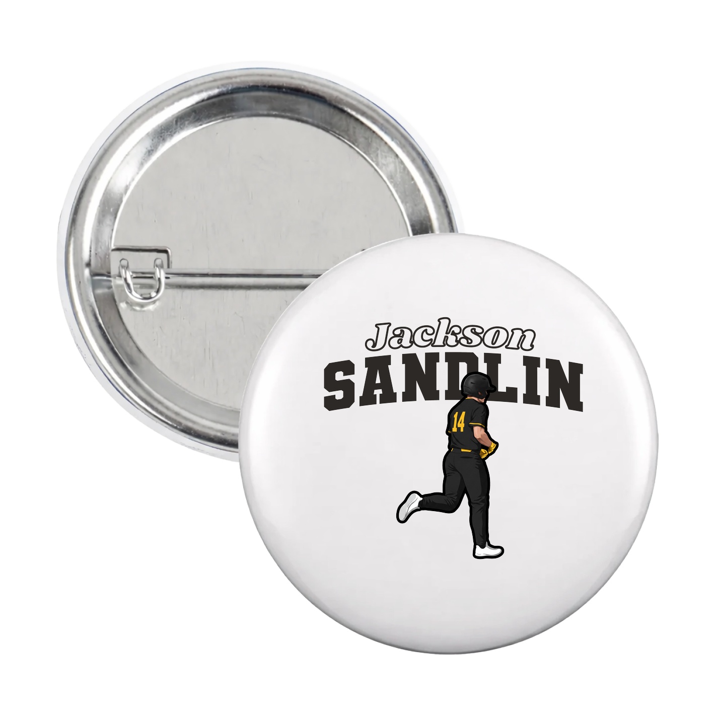 Game Day Button — Name Arch in White