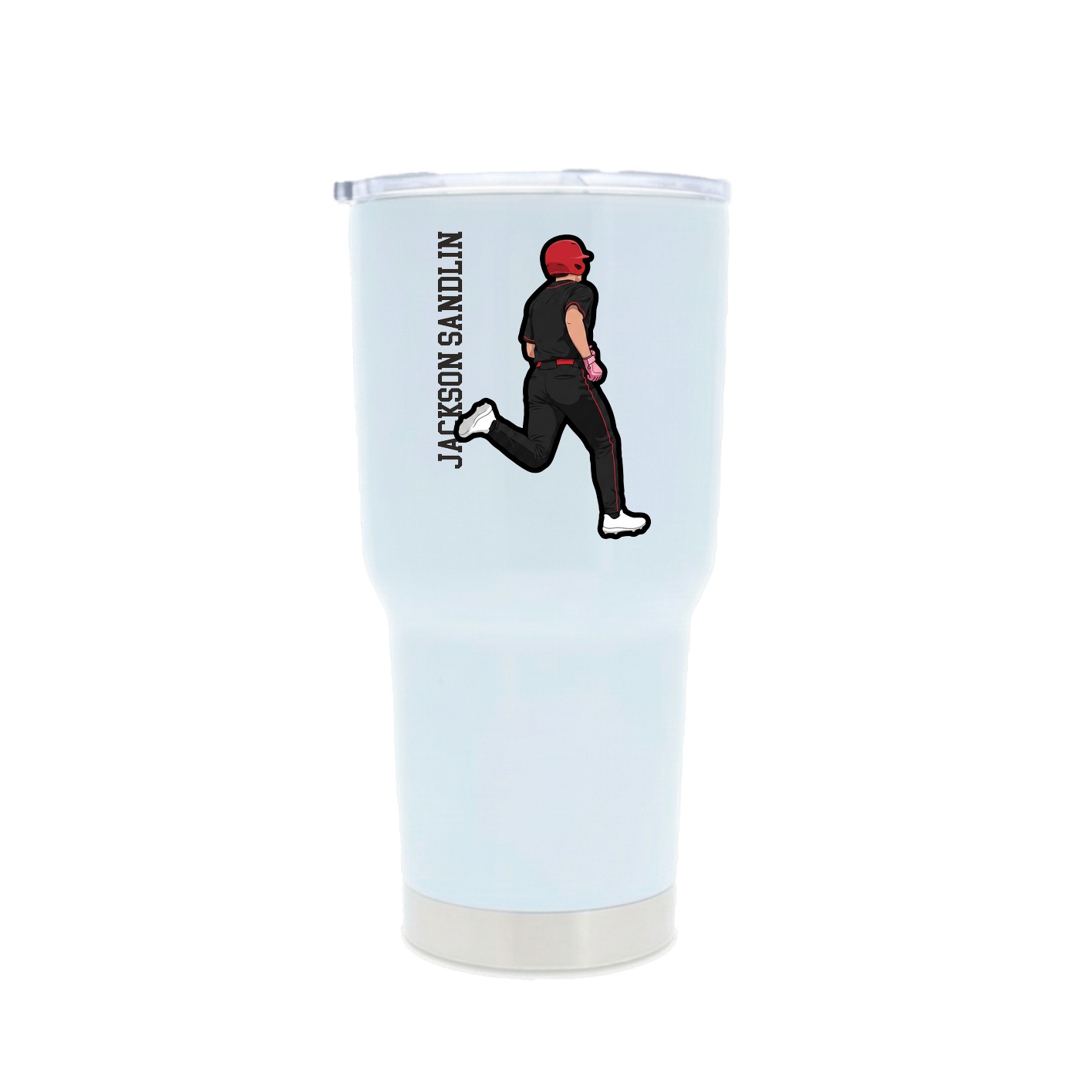 30oz Stainless Steel Tumbler — Name Vertical in White