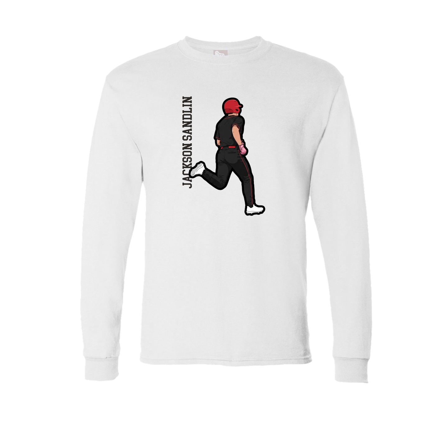 Long Sleeve Tee — Name Vertical in White