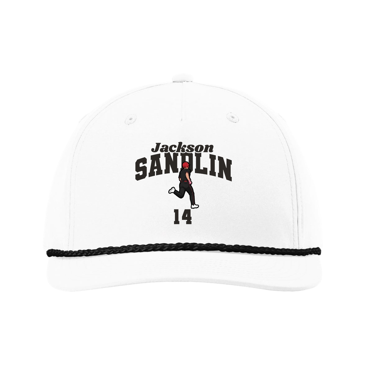 Five-Panel Classic Rope Cap — Signature Arch in White