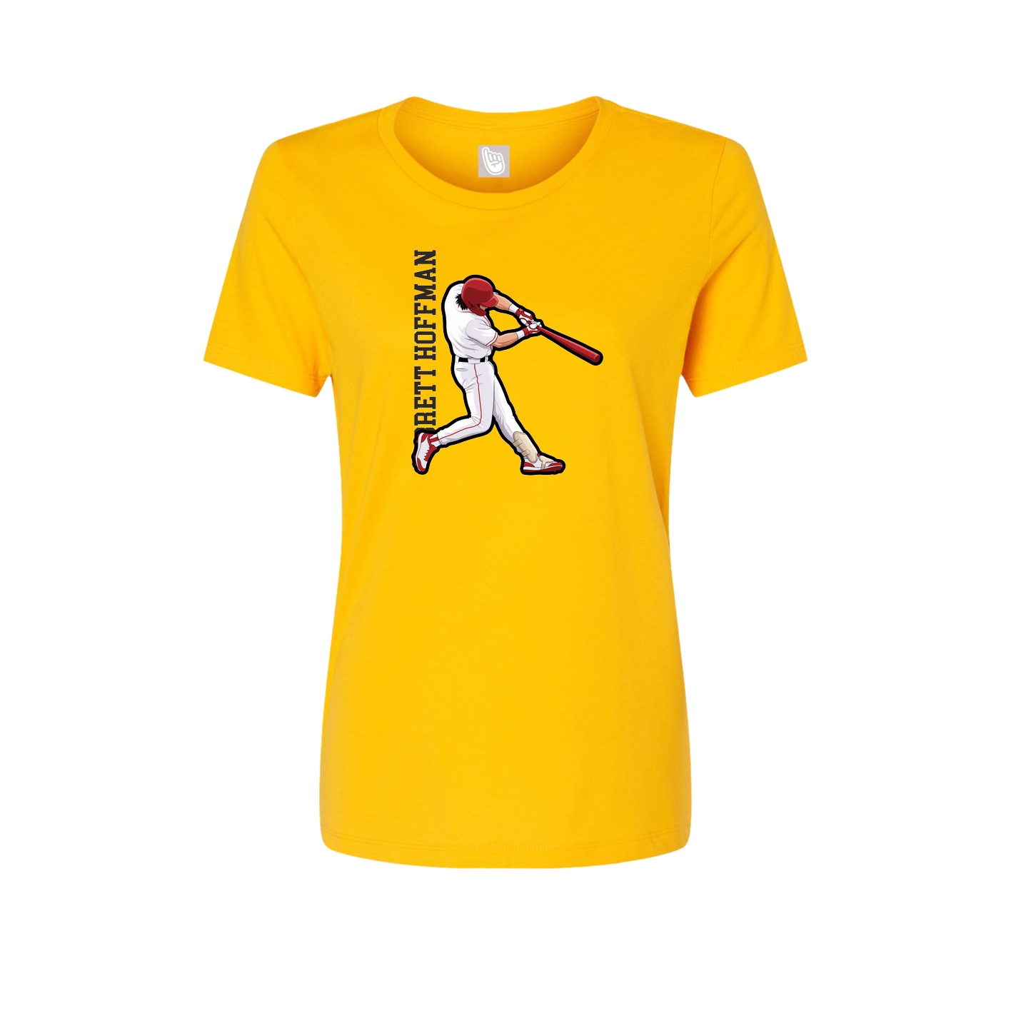 Fitted Women's Tee — Name Vertical in Gold