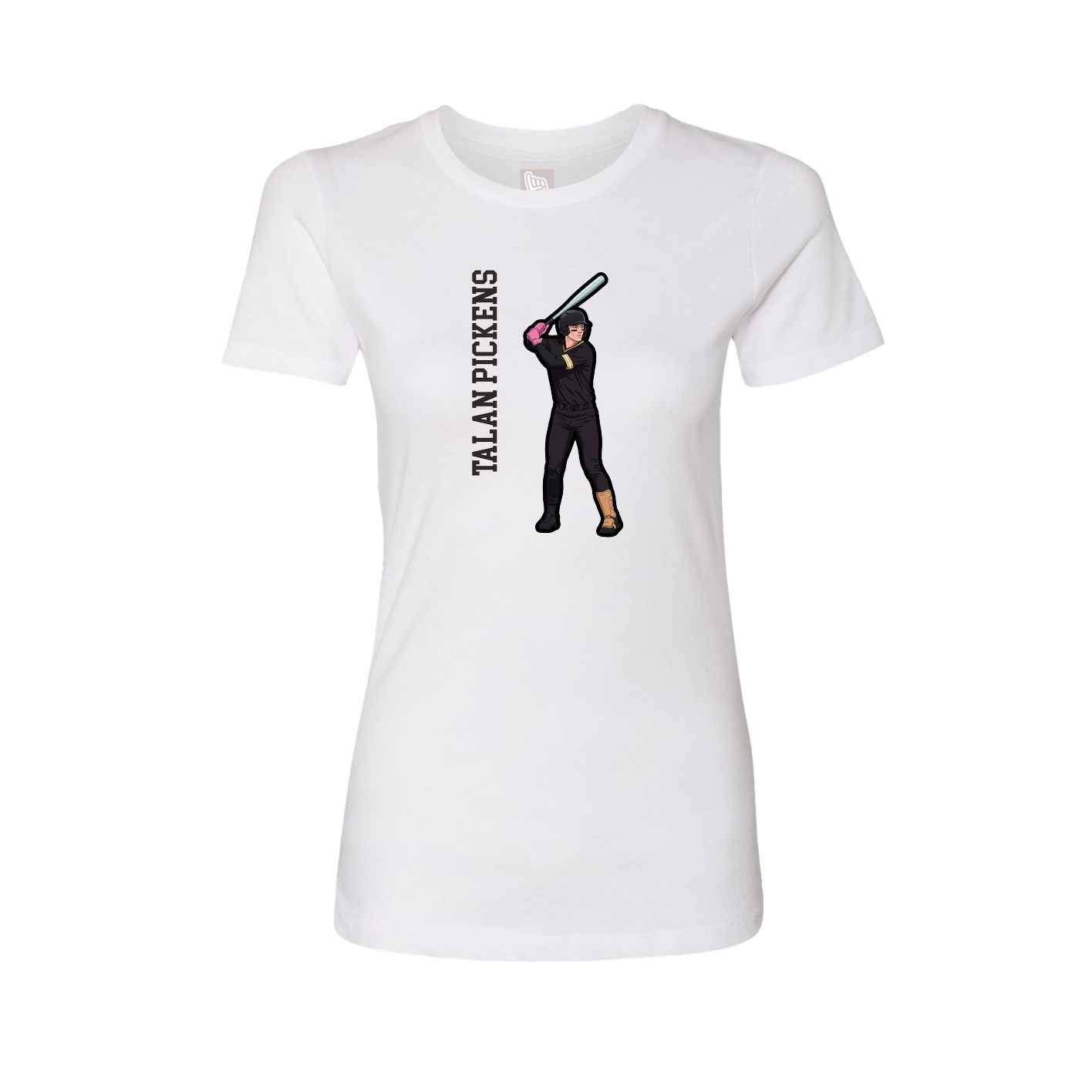 Fitted Women's Tee — Name Vertical in White