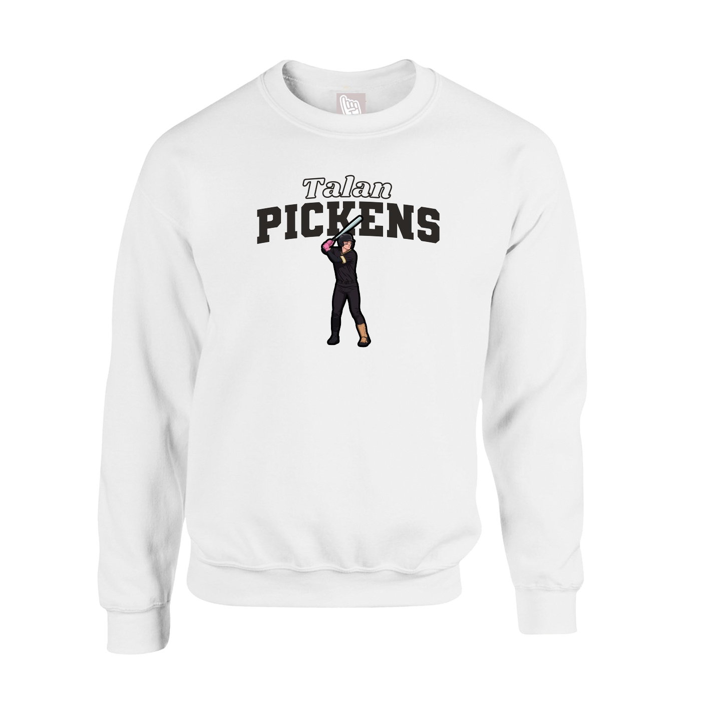 Fleece Crew — Name Arch in White