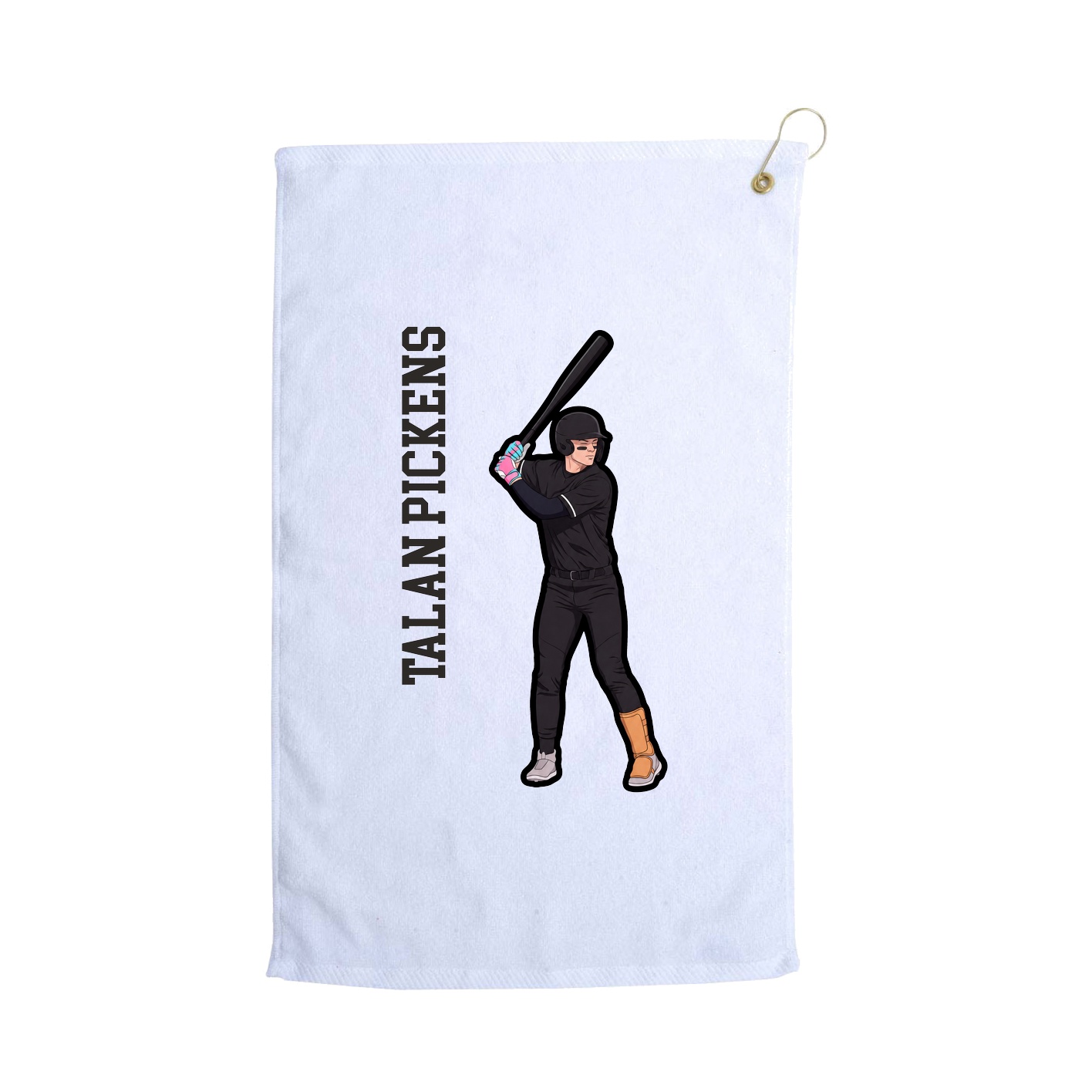 Golf Towel — Name Vertical in White