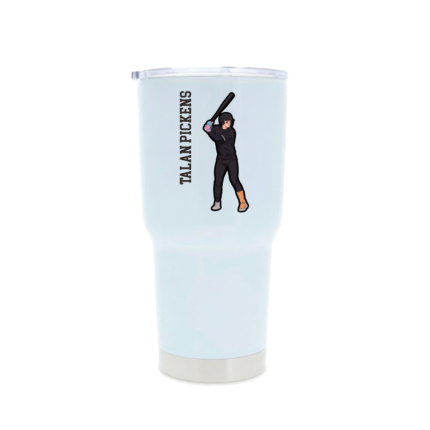 30oz Stainless Steel Tumbler — Name Vertical in White