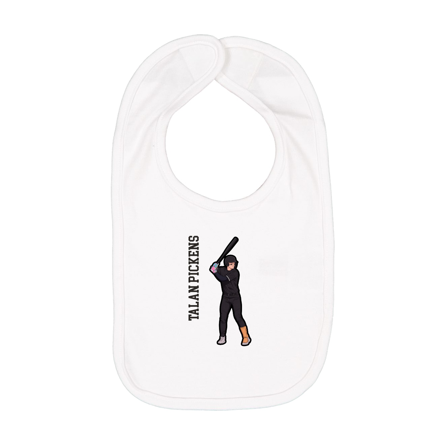 Infant Bib — Name Vertical in White