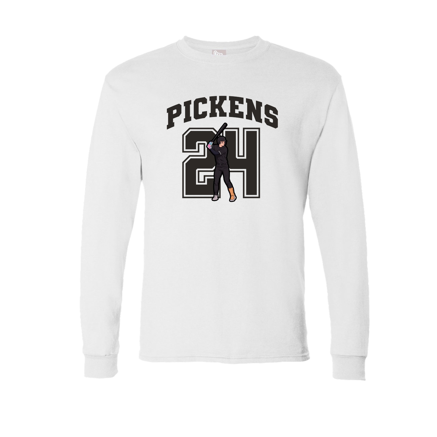 Long Sleeve Tee — Number in White