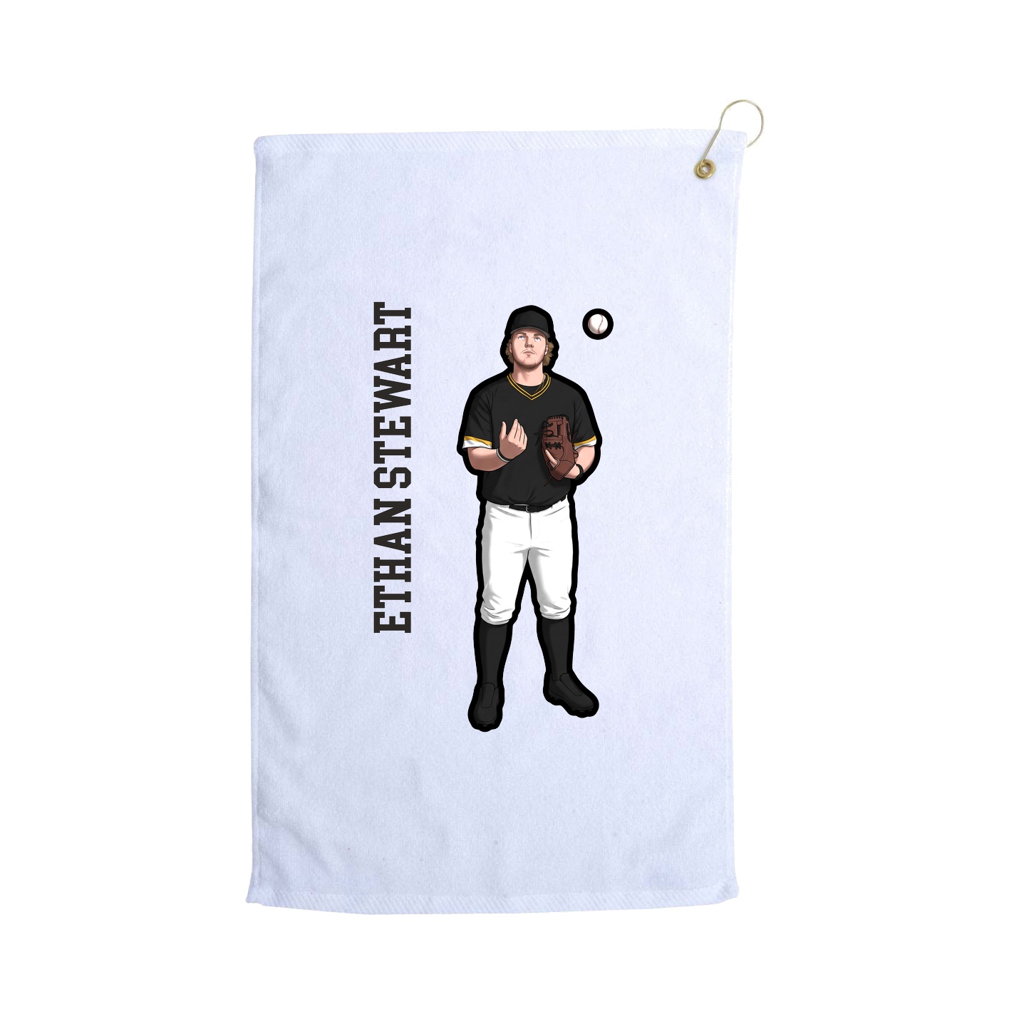 Golf Towel — Name Vertical in White