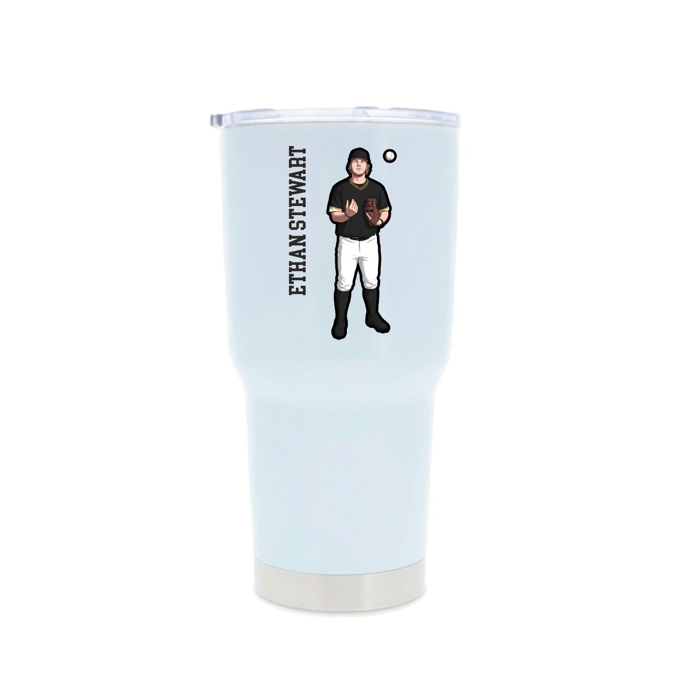 30oz Stainless Steel Tumbler — Name Vertical in White