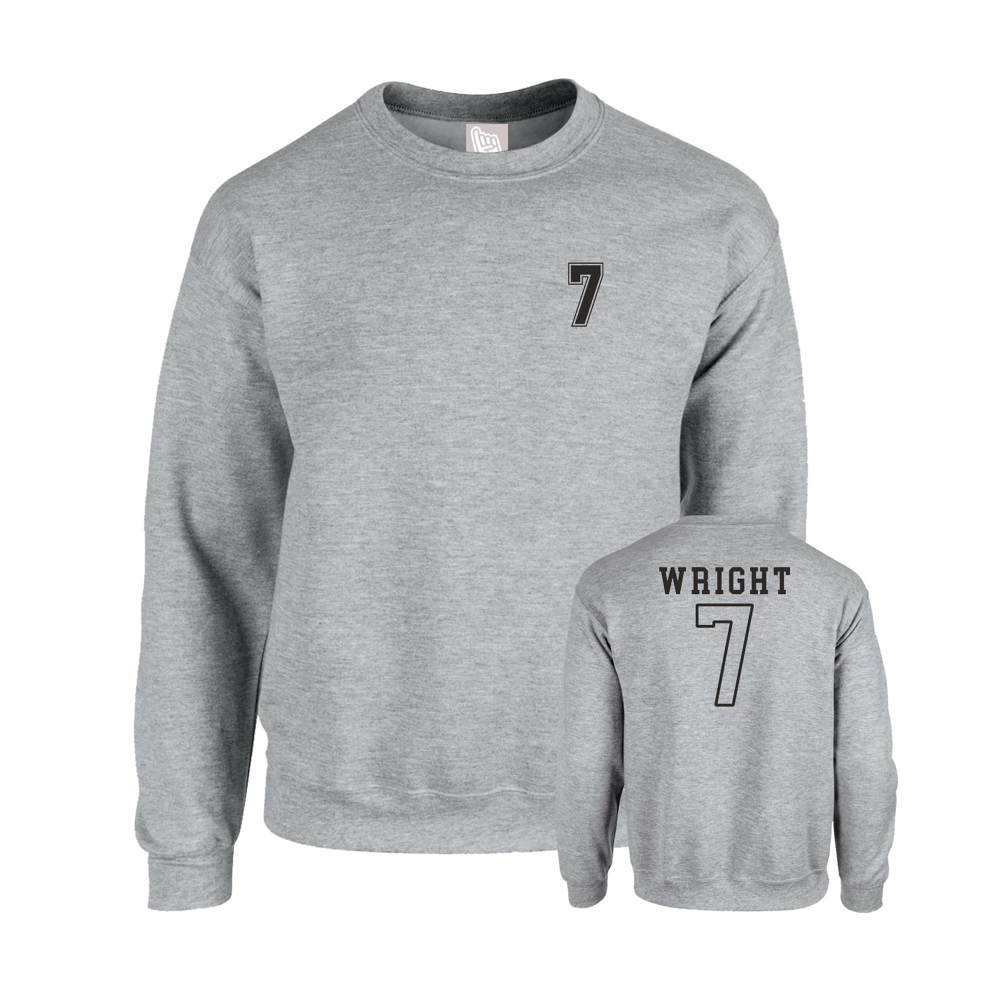 Fleece Crew — Chest Back in Grey