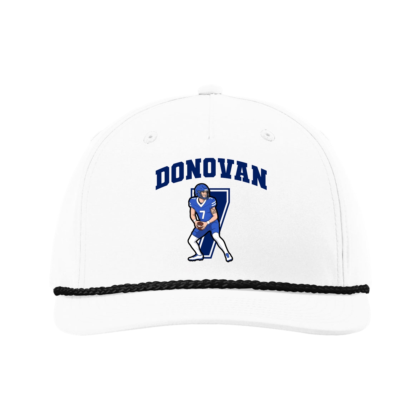 Five-Panel Classic Rope Cap — Number in White