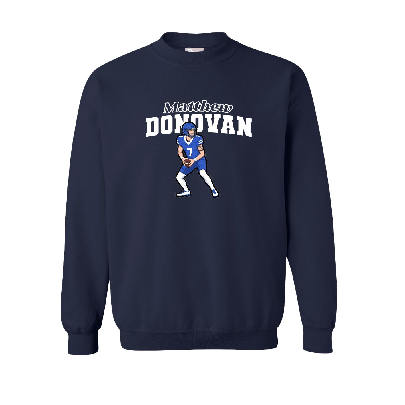 Fleece Crew — Name Arch in Navy