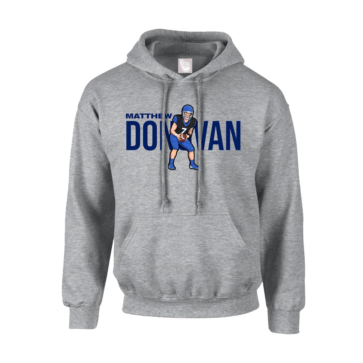 Youth Hoodie — Player Name in Grey