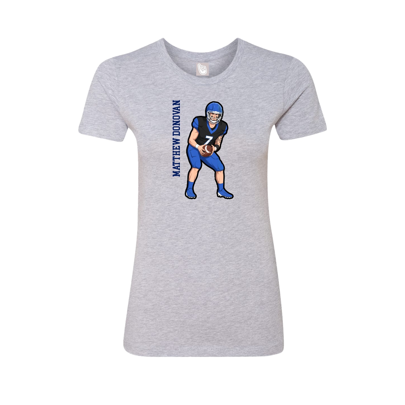 Fitted Women's Tee — Name Vertical in Grey