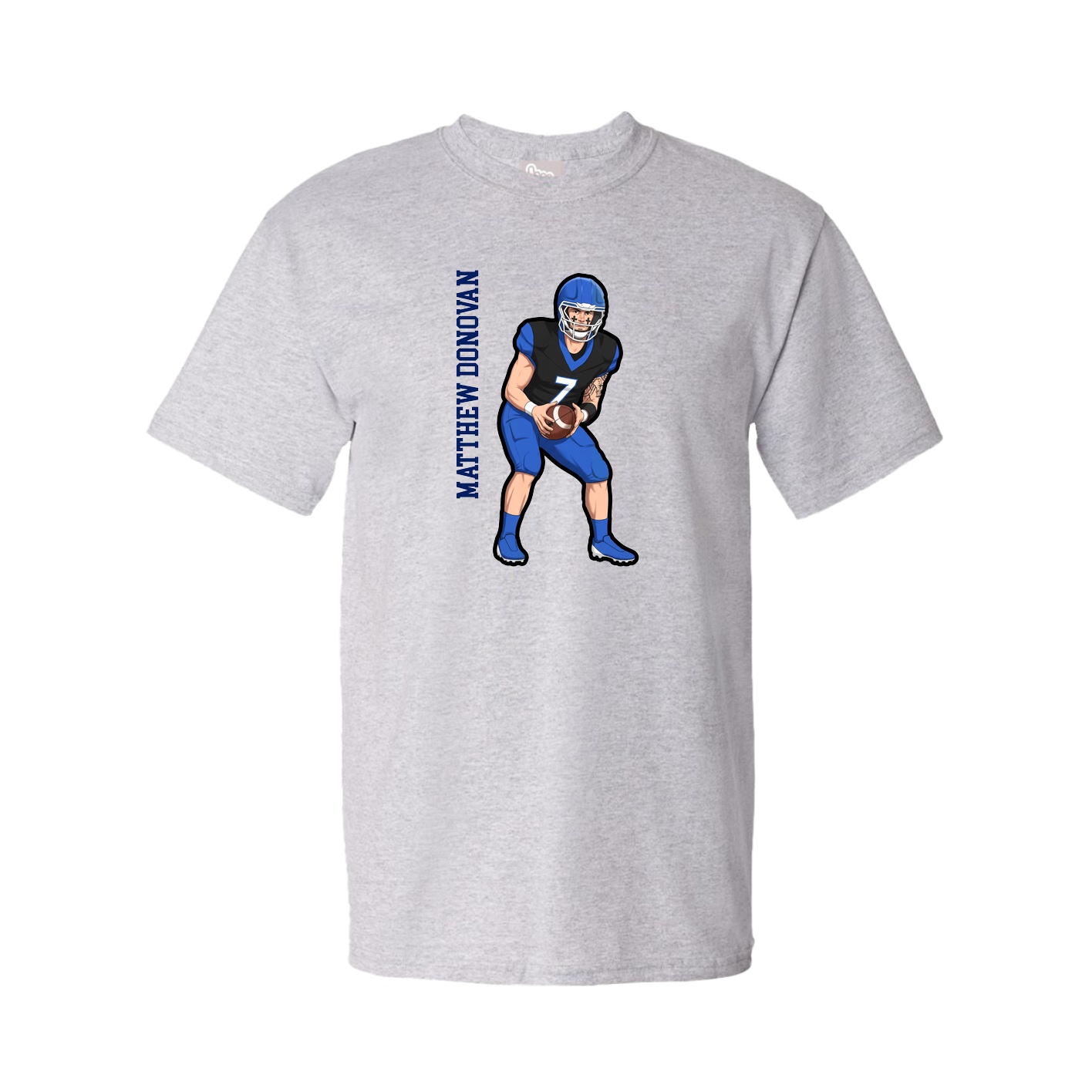 Youth Tee — Name Vertical in Grey