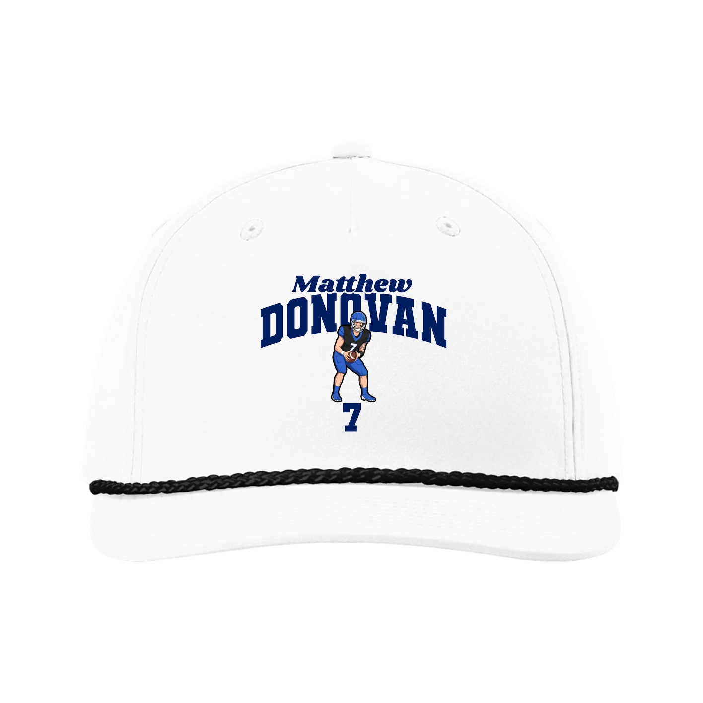Five-Panel Classic Rope Cap — Signature Arch in White