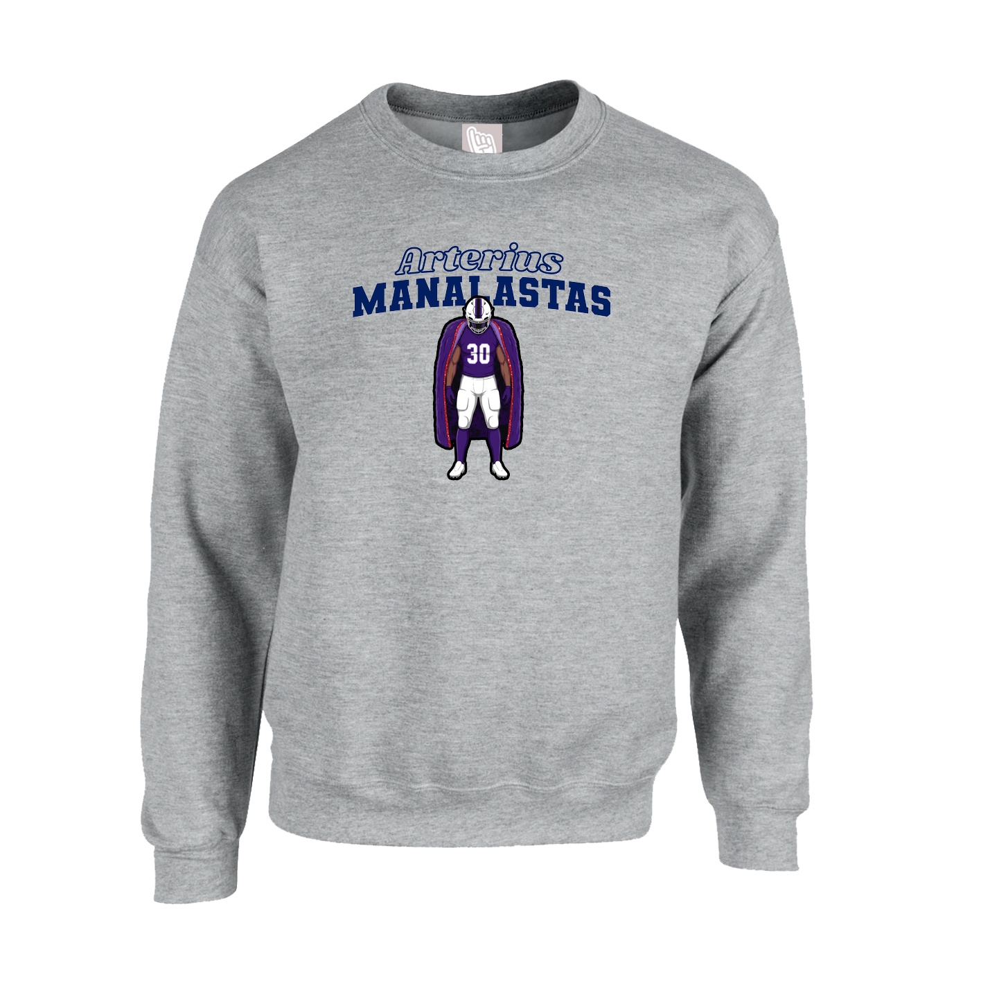 Fleece Crew — Name Arch in Grey