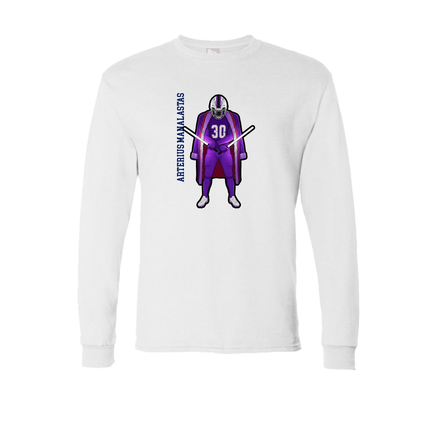 Long Sleeve Tee — Name Vertical in White