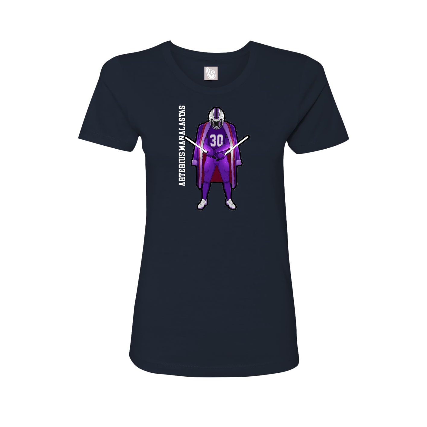 Fitted Women's Tee — Name Vertical in Navy