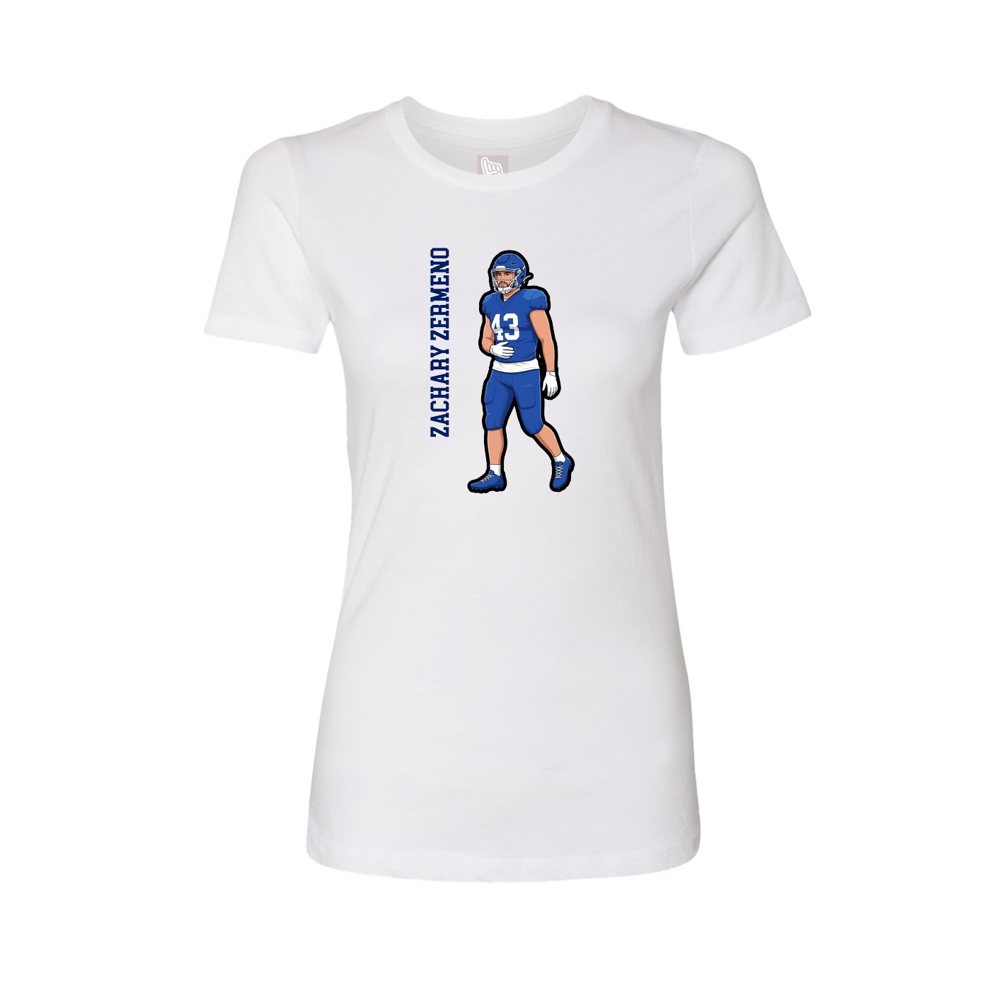 Fitted Women's Tee — Name Vertical in White