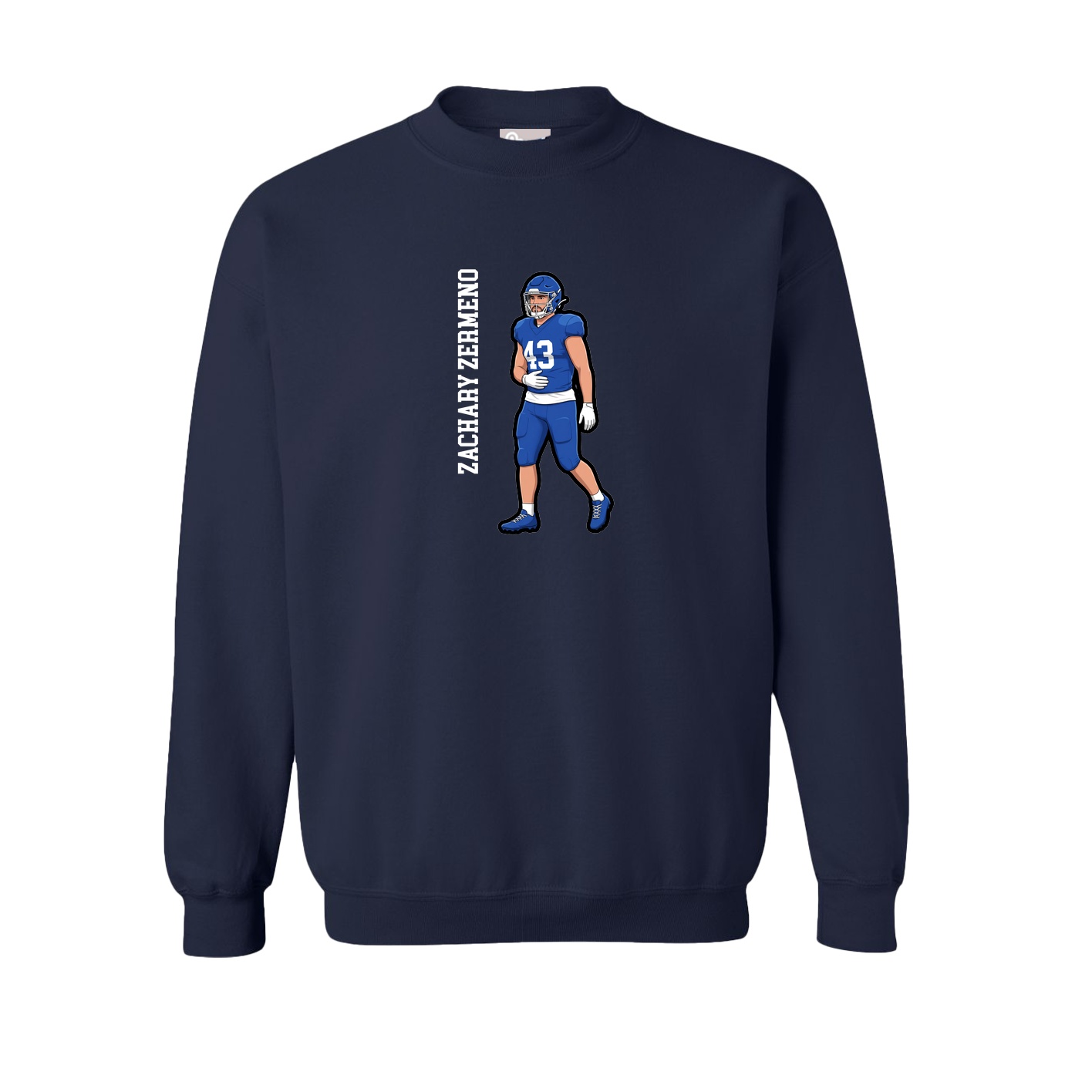 Fleece Crew — Name Vertical in Navy
