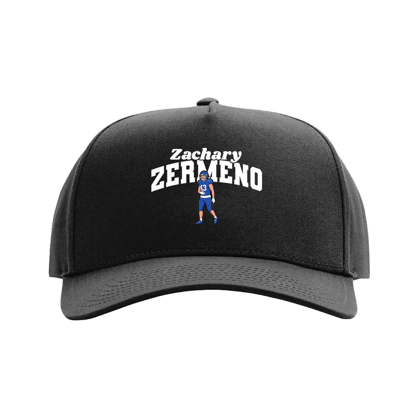 Full Fabric Five-Panel Champ Cap — Signature Arch in Black