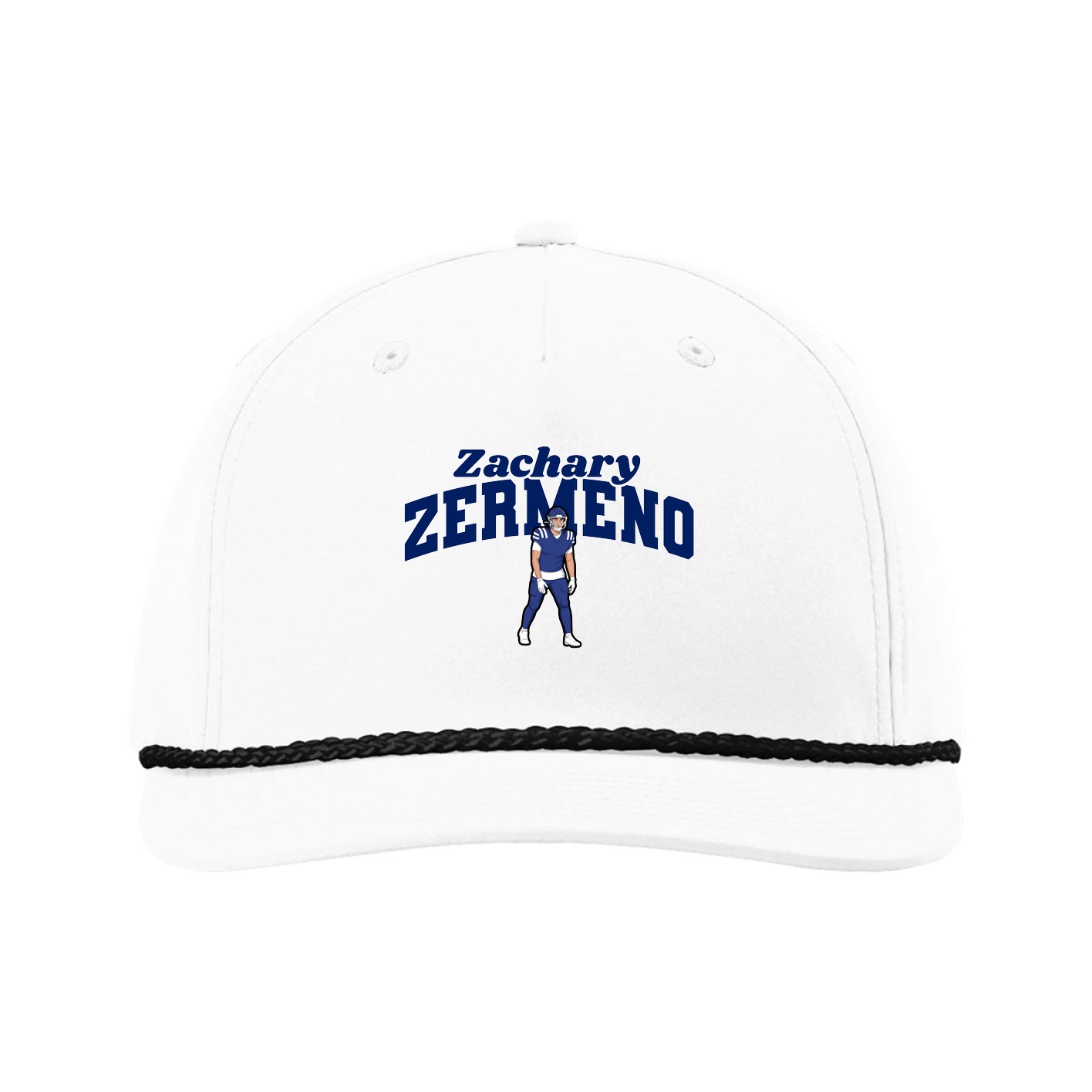 Five-Panel Classic Rope Cap — Signature Arch in White