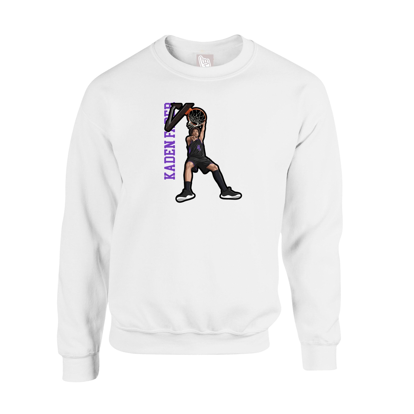 Fleece Crew — Name Vertical in White