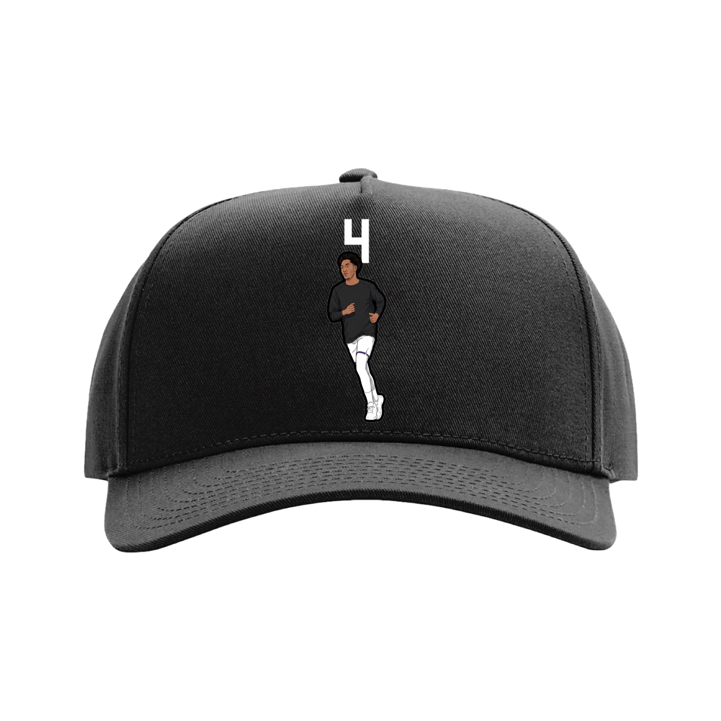 Full Fabric Five-Panel Champ Cap — Number Top in Black
