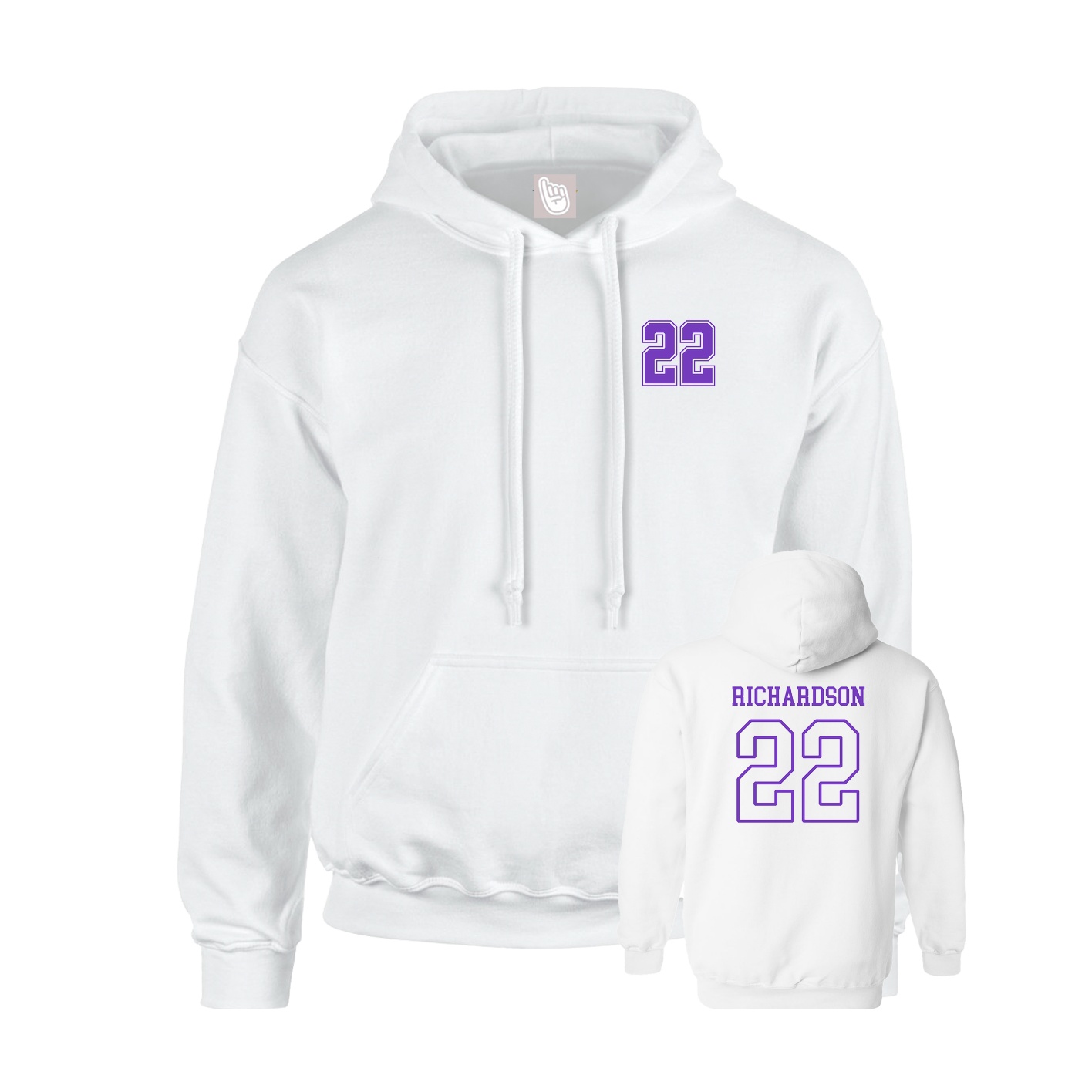 Youth Hoodie — Chest Back in White