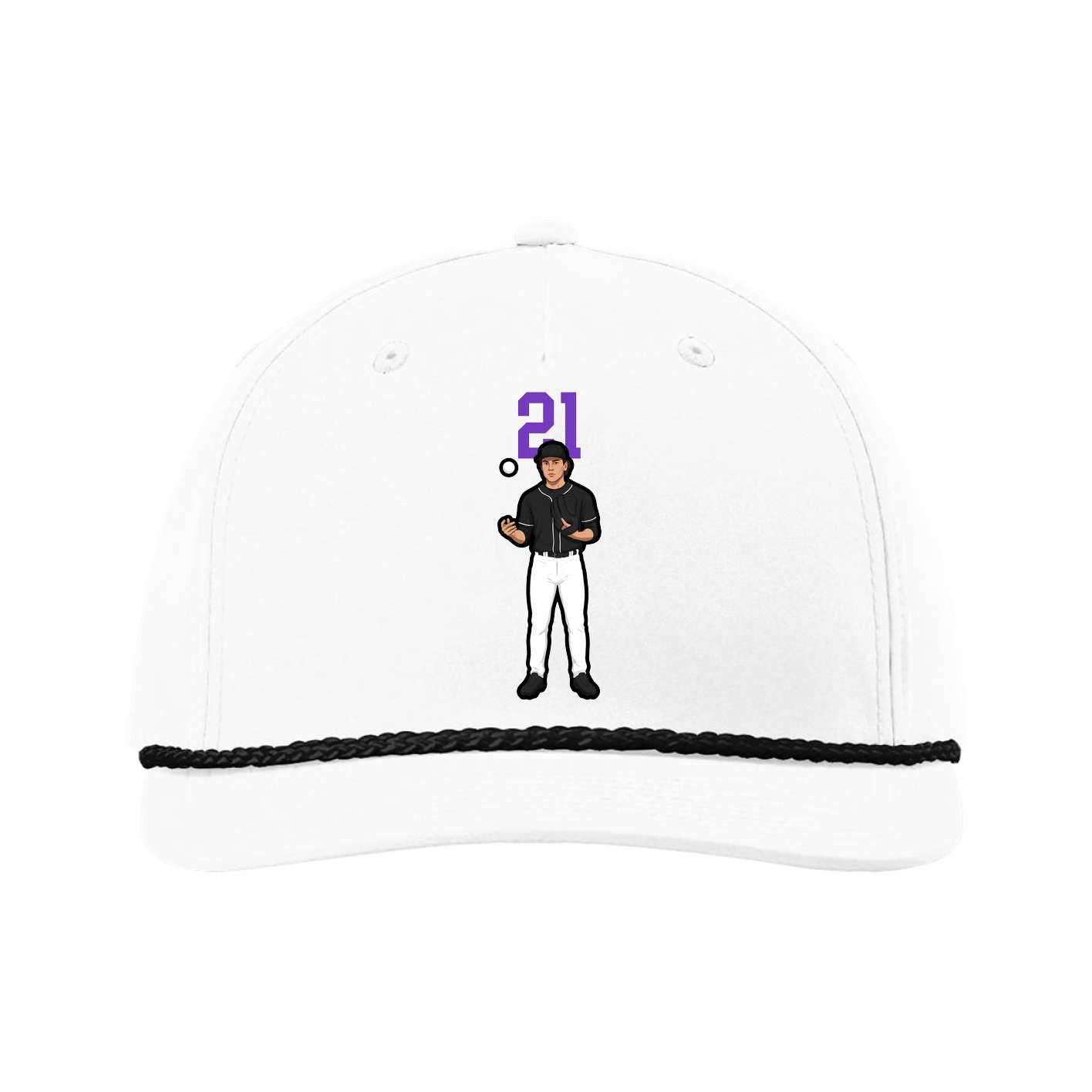 Five-Panel Classic Rope Cap — Number Top in White