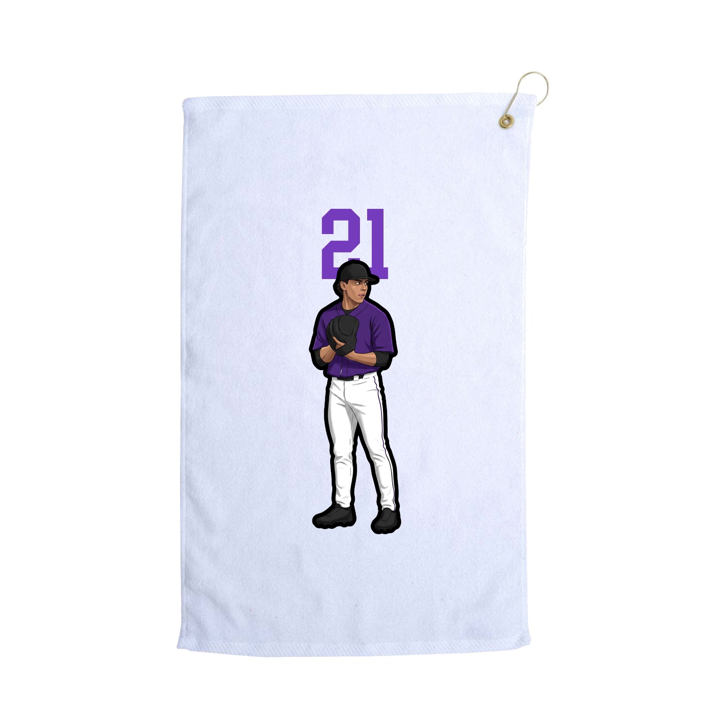 Golf Towel — Number Top in White
