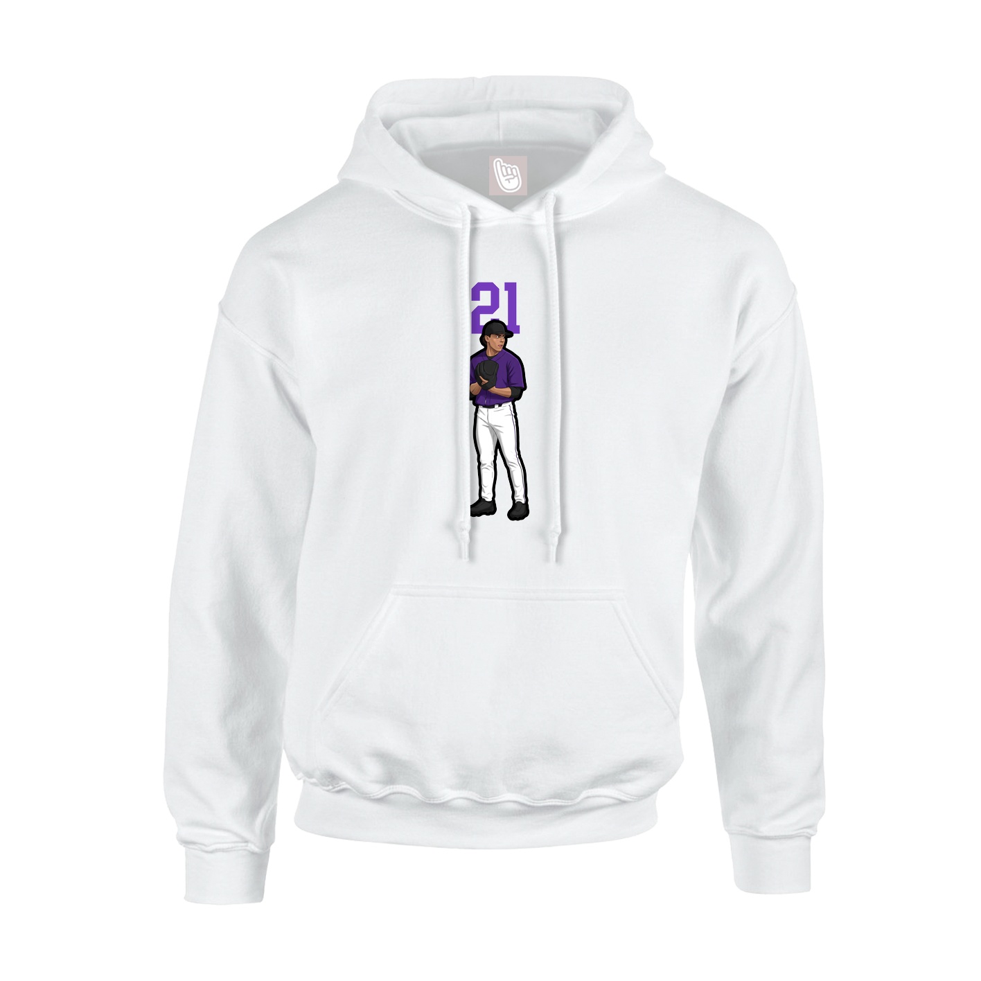 Youth Hoodie — Number Top in White