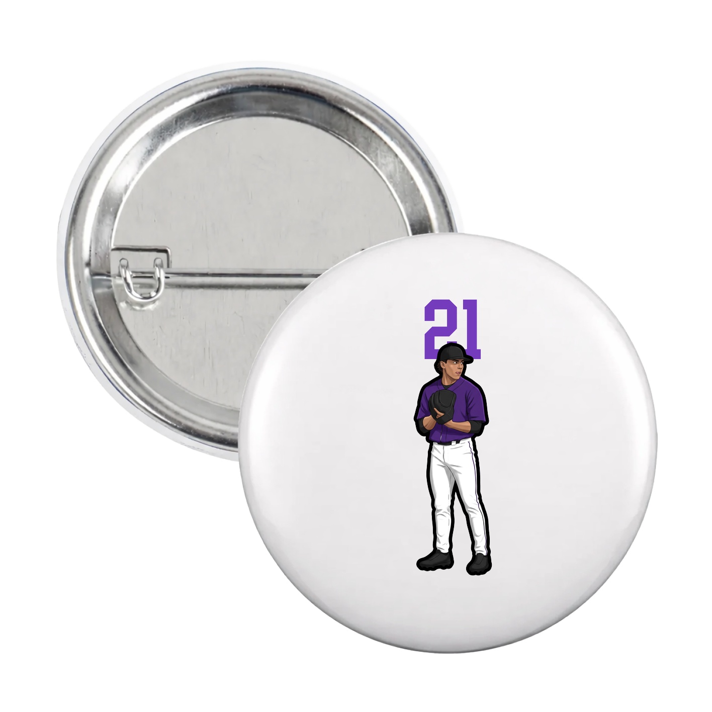 Game Day Button — Number Top in White