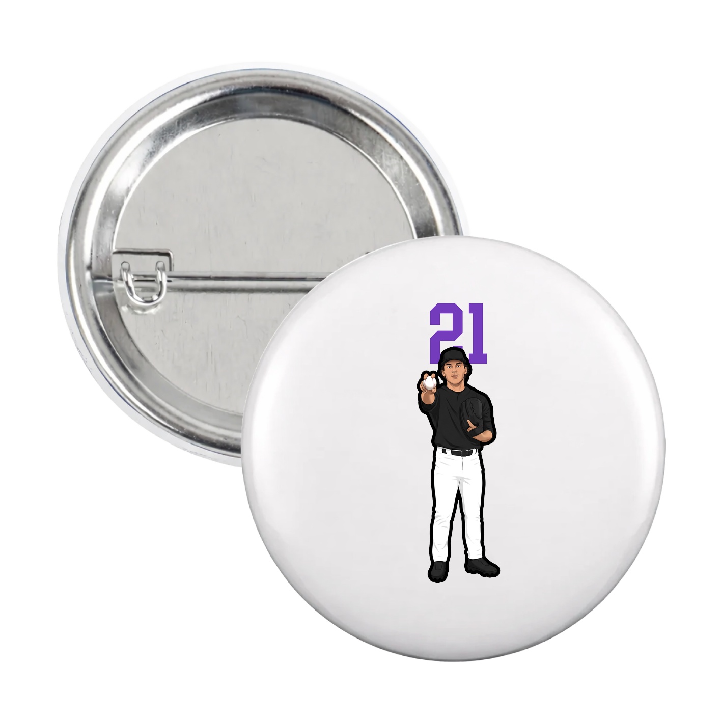 Game Day Button — Number Top in White