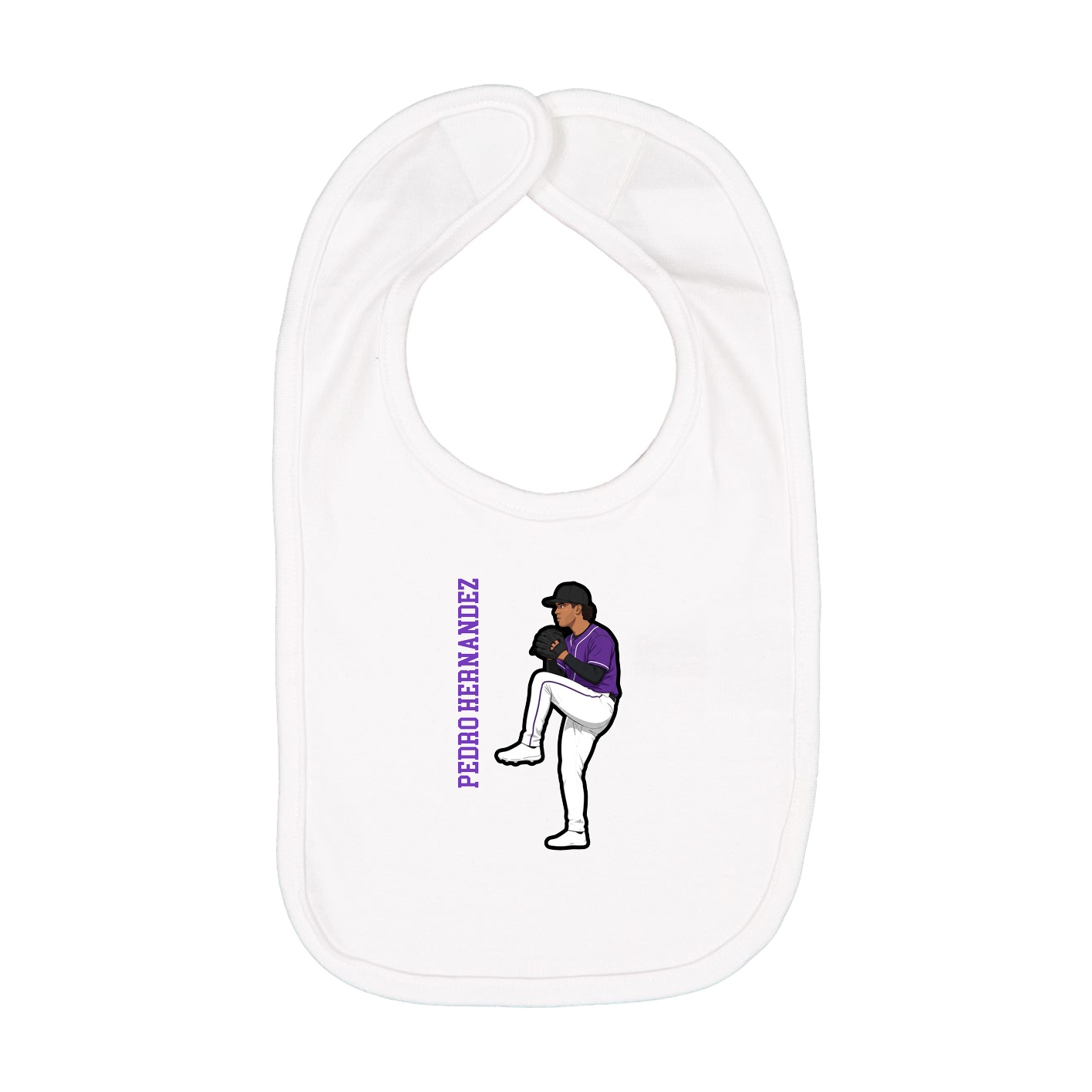 Infant Bib — Name Vertical in White