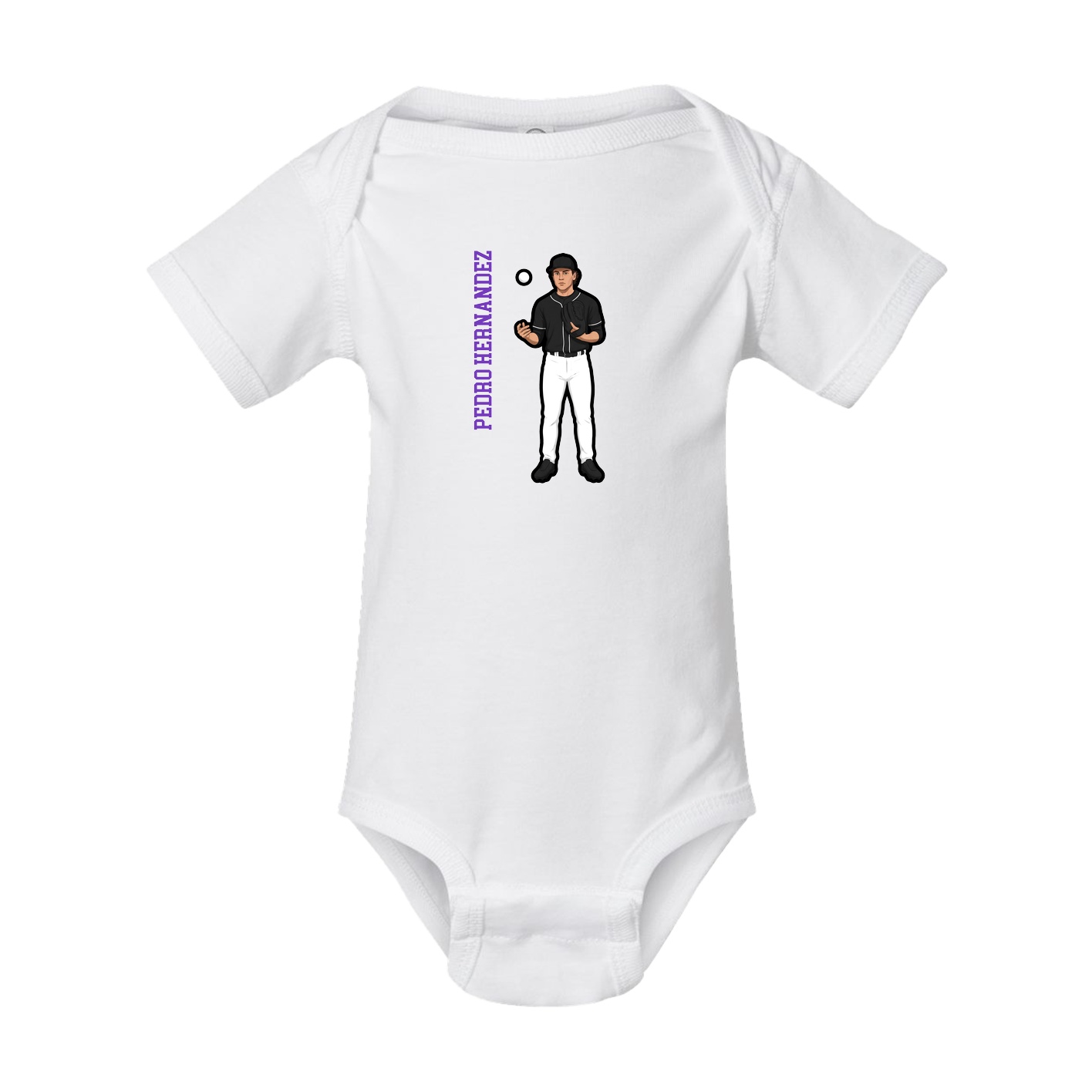 Baby Onesie — Name Vertical in White