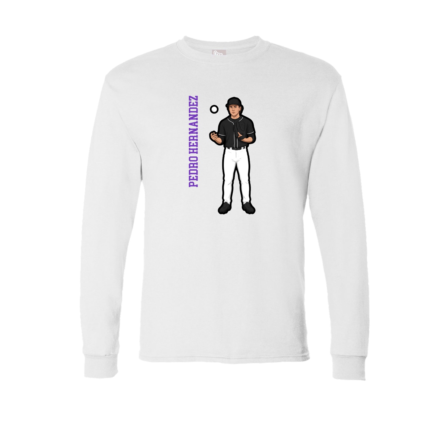 Long Sleeve Tee — Name Vertical in White