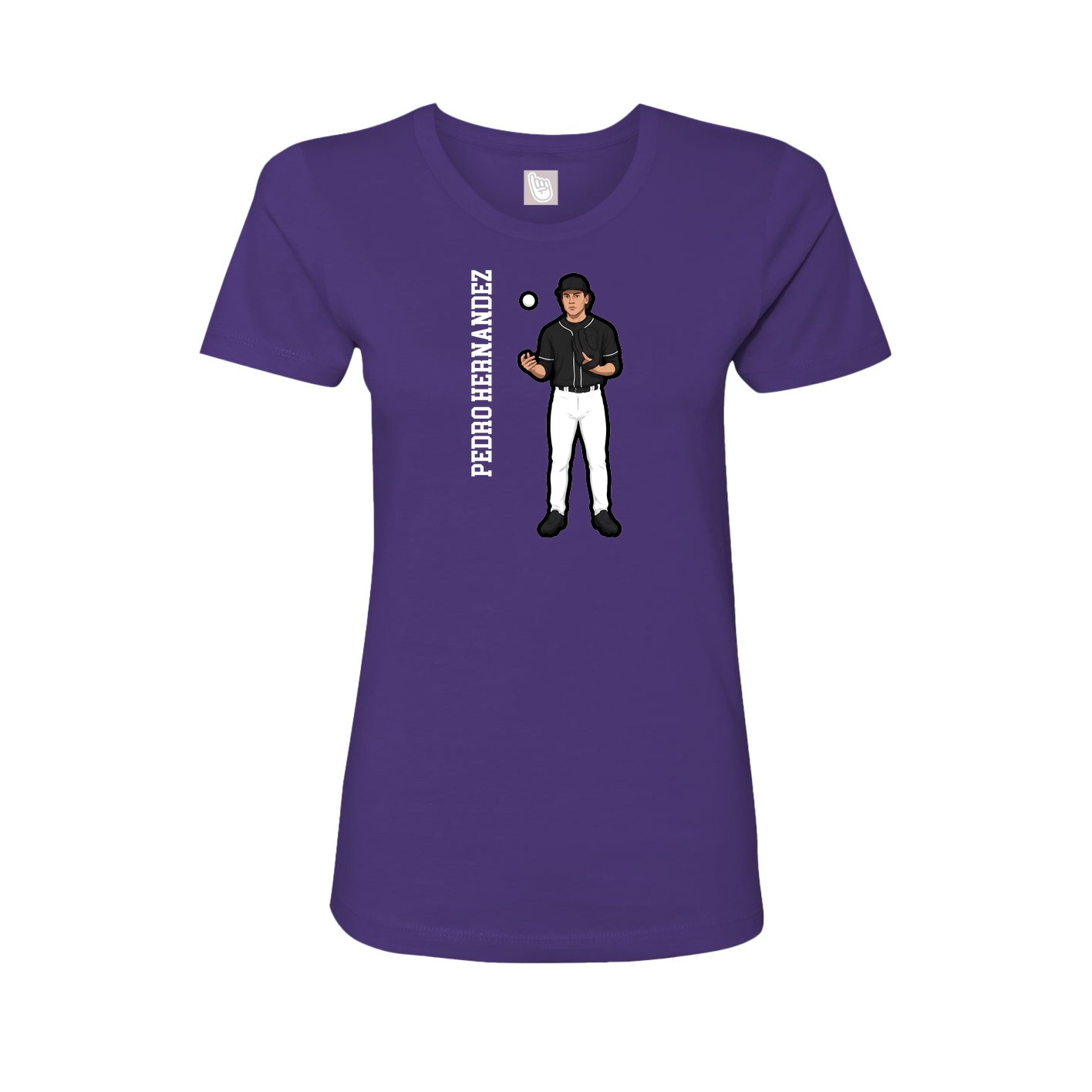 Fitted Women's Tee — Name Vertical in Purple