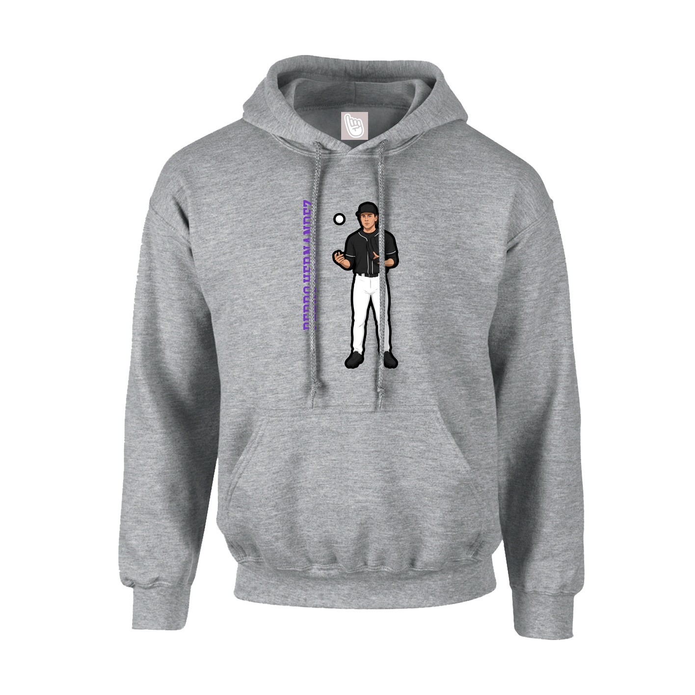 Hoodie — Name Vertical in Grey