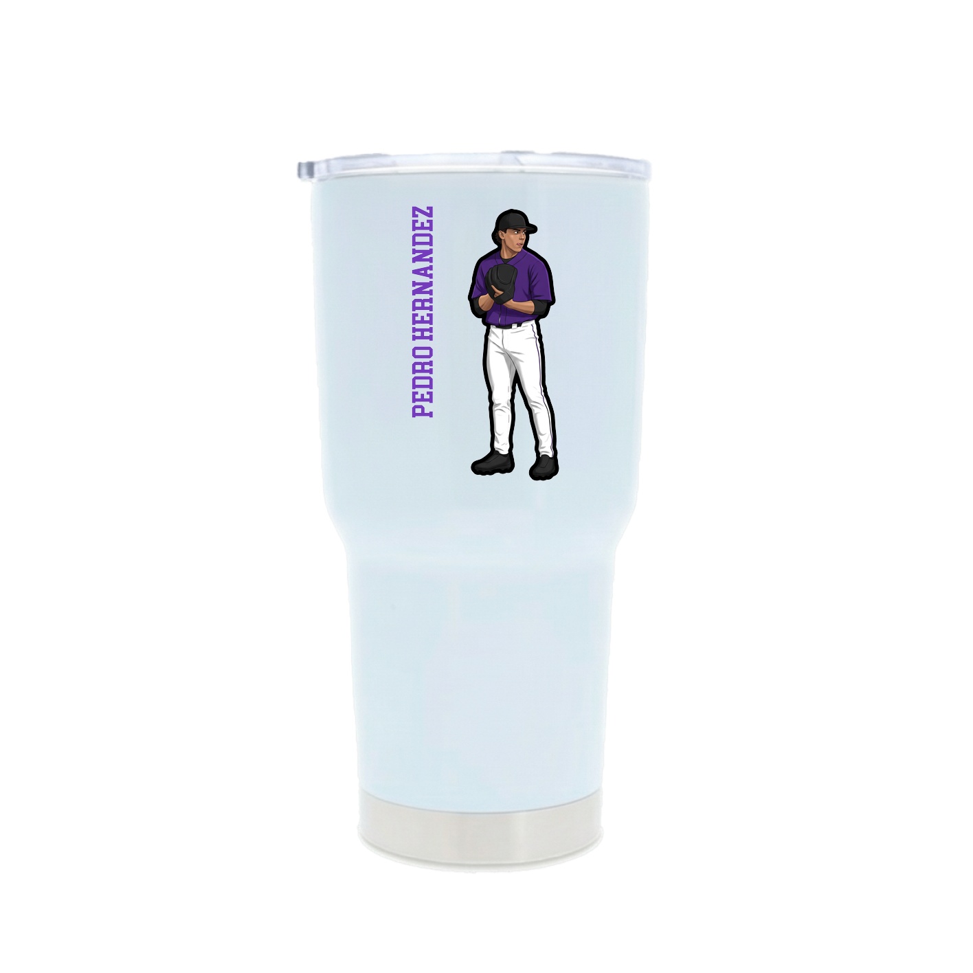 30oz Stainless Steel Tumbler — Name Vertical in White