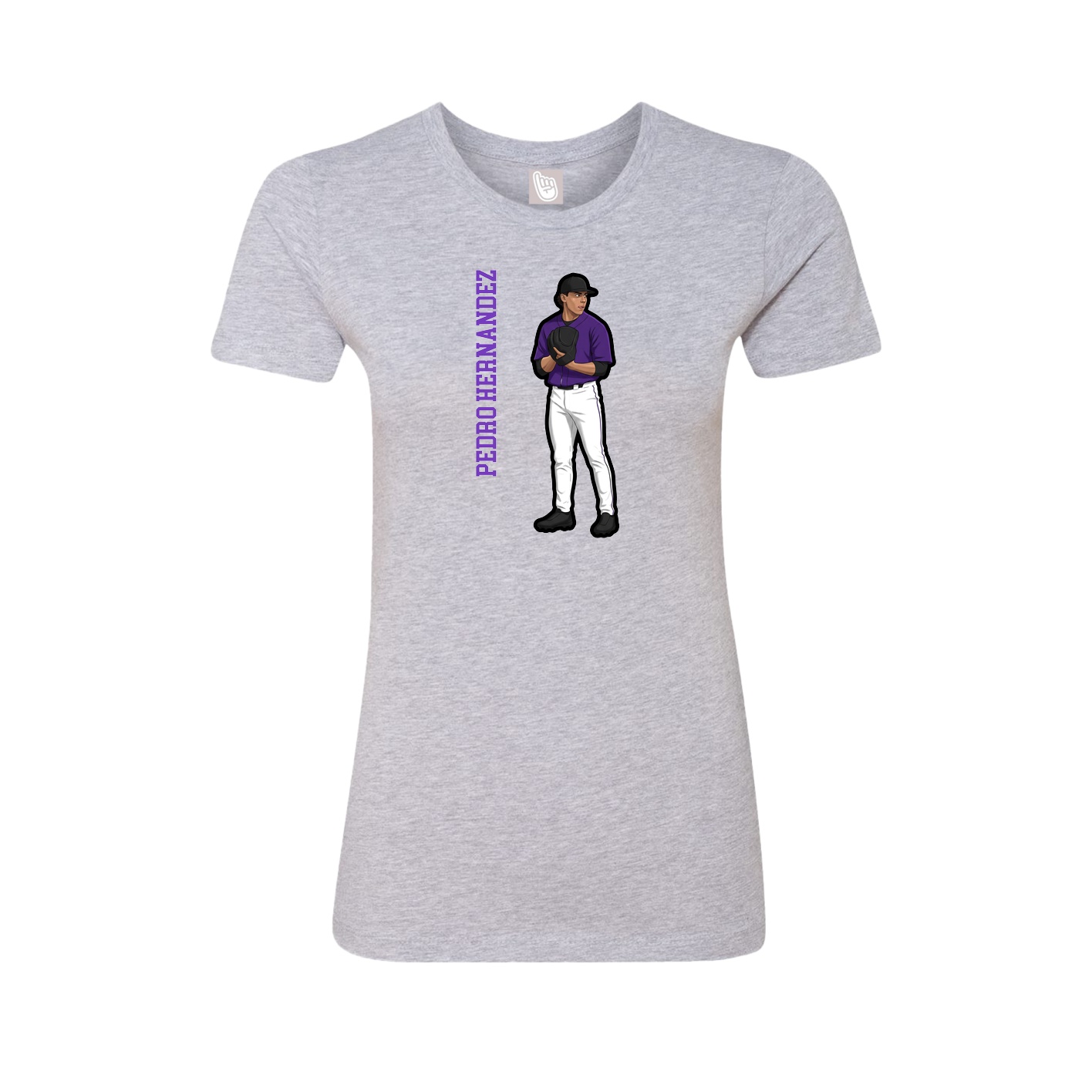 Fitted Women's Tee — Name Vertical in Grey