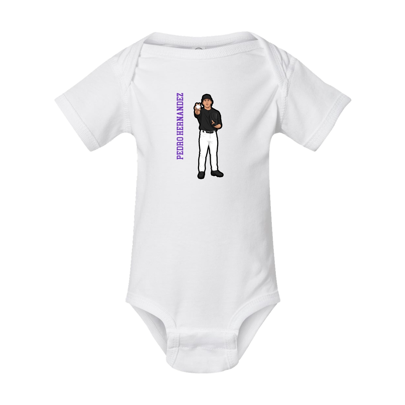Baby Onesie — Name Vertical in White